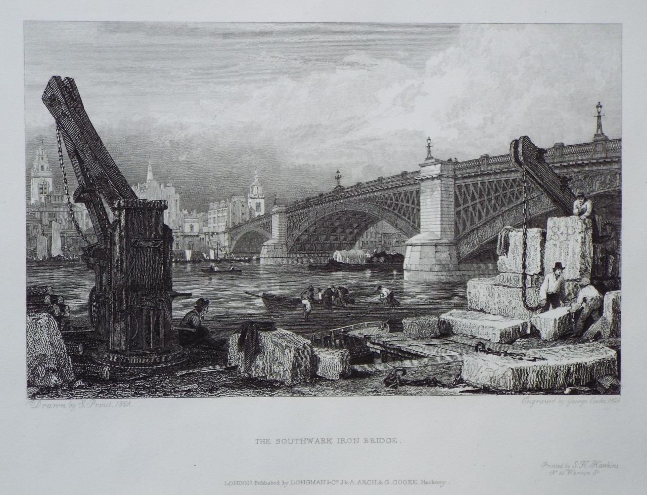 Print - The Southwark Iron Bridge. - Cooke