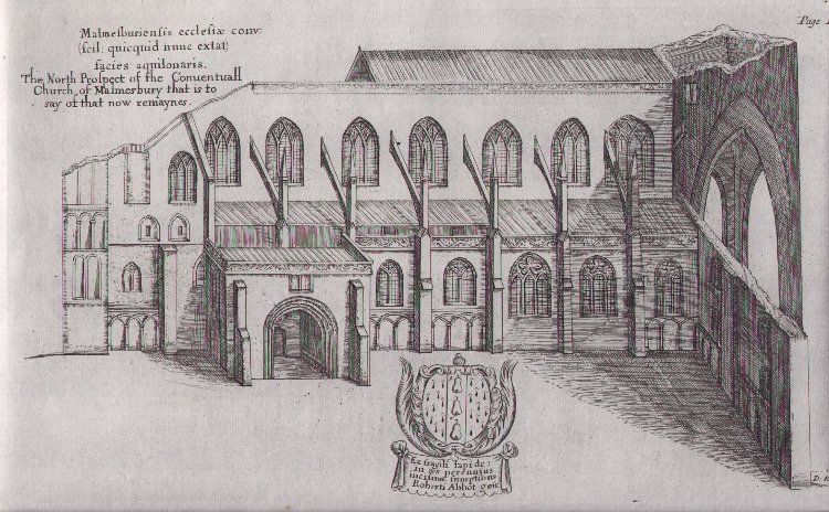 Print - The North Prospect of the Conventuall Church of Malmesbury - King