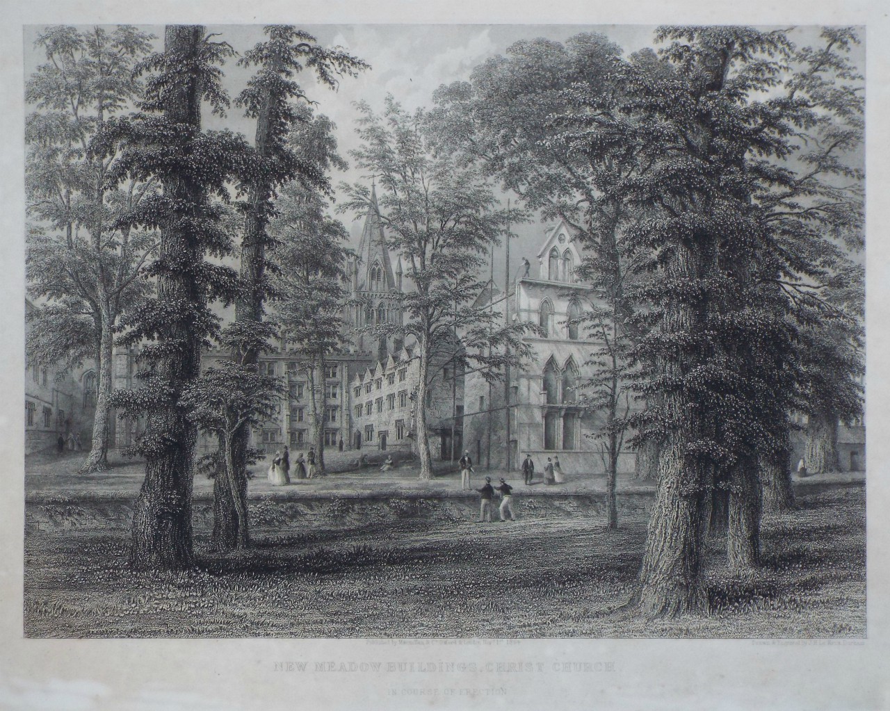 Print - New Meadow Buildings, Christ Church in Course of Erection - Le