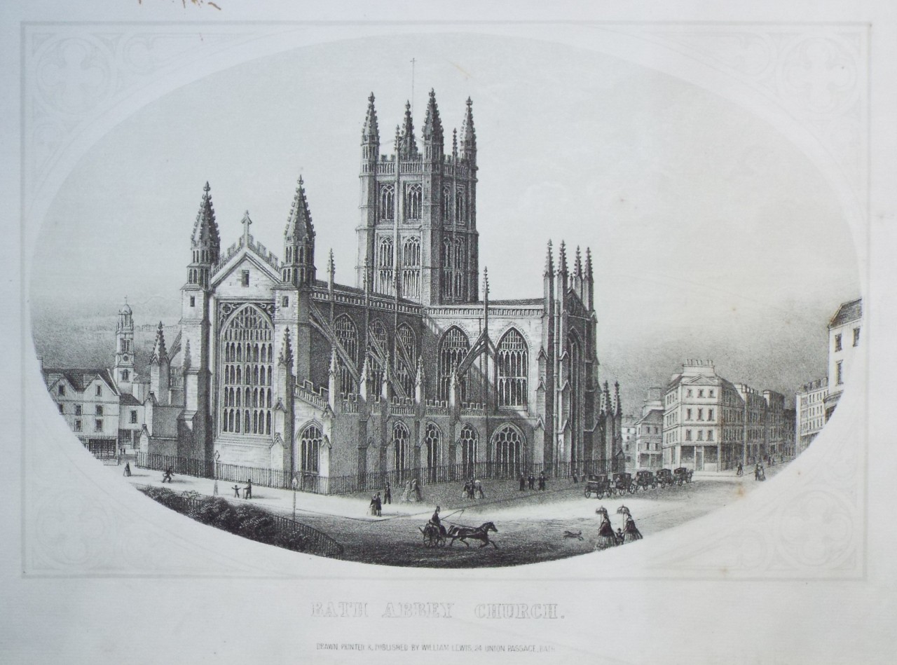 Lithograph - Bath Abbey Church, - Lewis