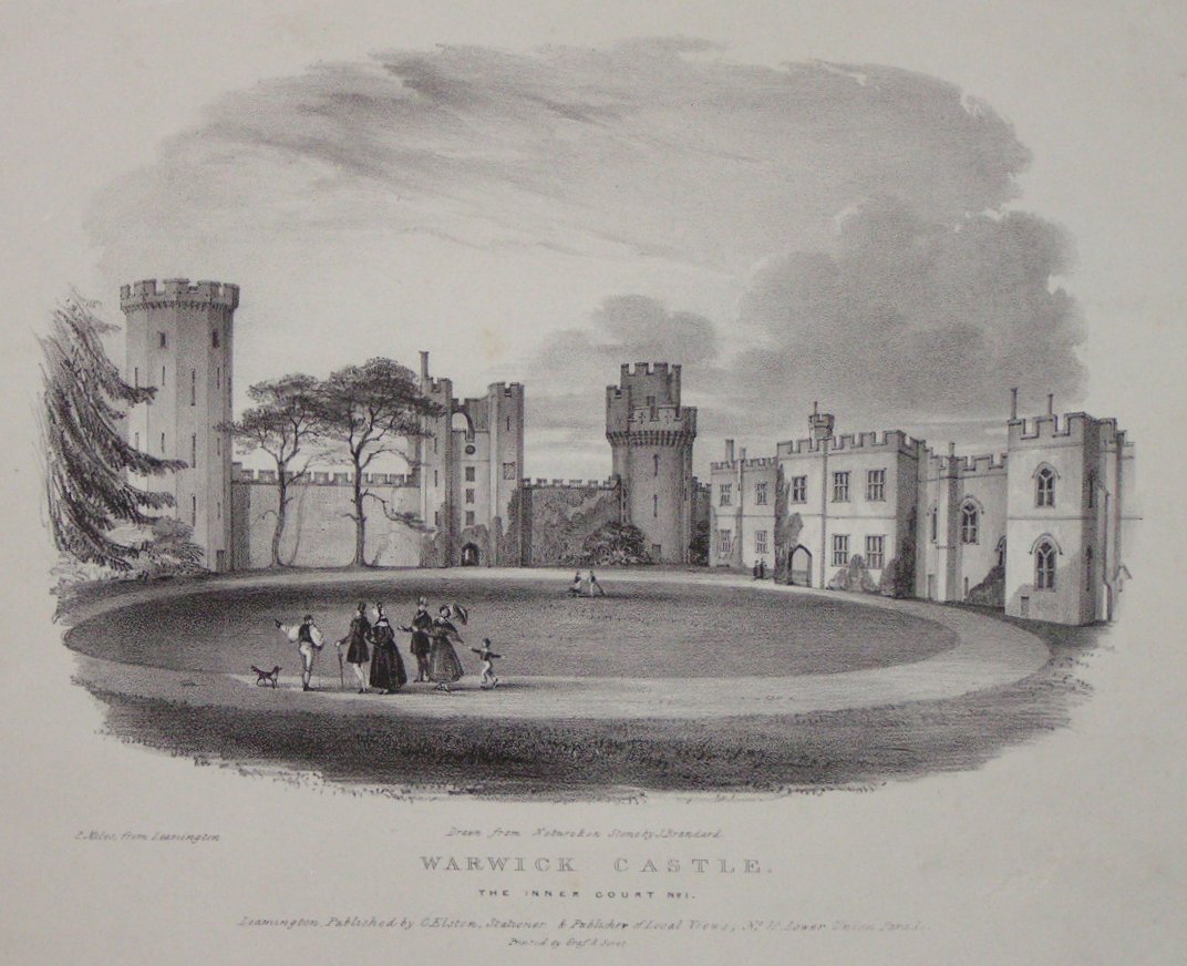 Lithograph - Warwick Castle The Inner Court No.1.2 Miles from Leamington - Brandard