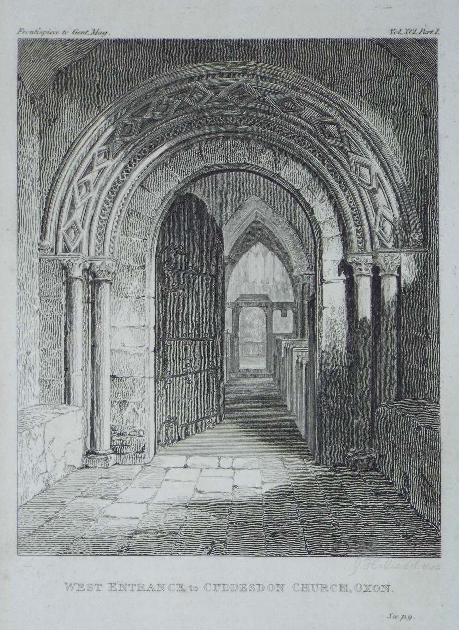 Print - West Entrance to Cuddesdon Church, Oxon. - Hollis