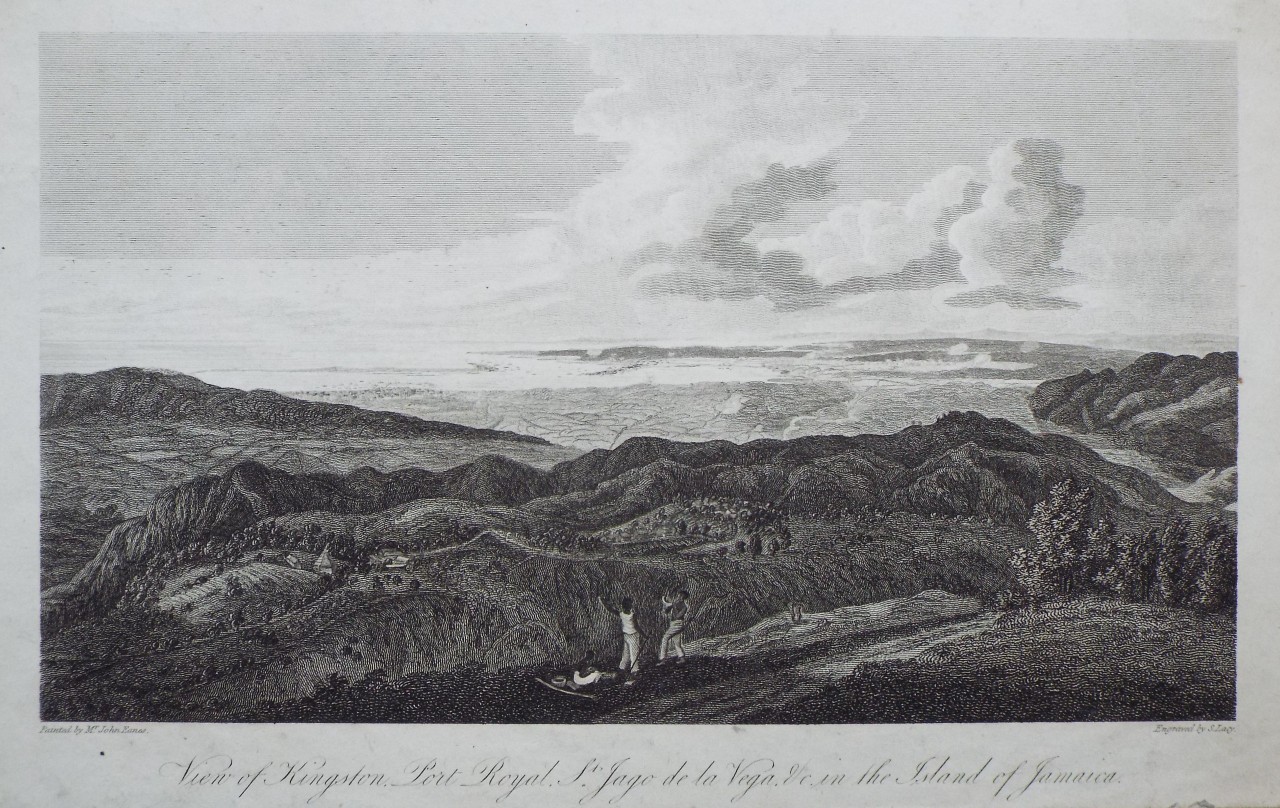 Print - View of Kingston. Port Royal. St. Jago de la Vega. &c. in the Island of Jamaica. - Lacy