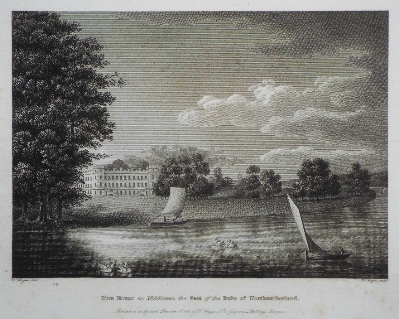 Print - Sion House in Middlesex, the Seat of the Duke of Northumberland. - Angus