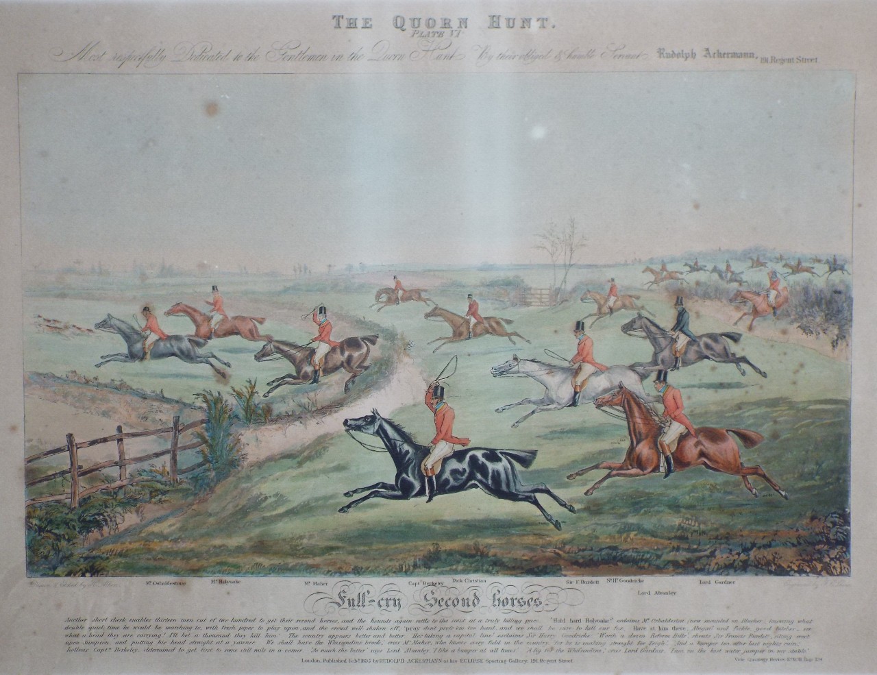 Aquatint - Quorn Hunt Plate VI. Full-cry. Second horses. - Lewis