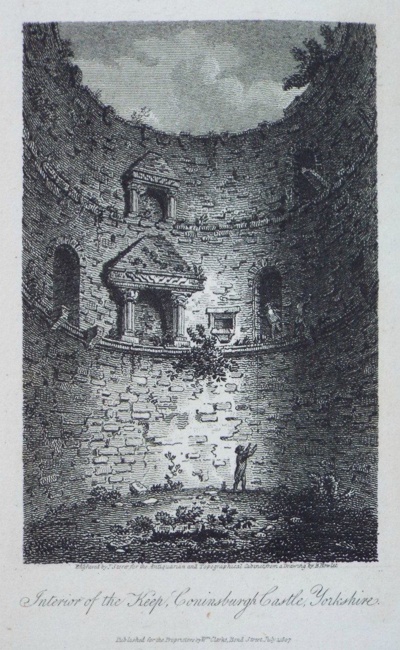 Print - Interior of the Keep, Coninsburgh Castle, Yorkshire. - Storer