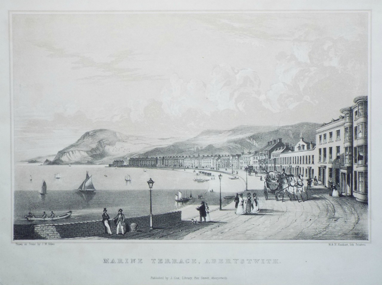 Lithograph - Marine Terrace, Aberystwith. - Giles