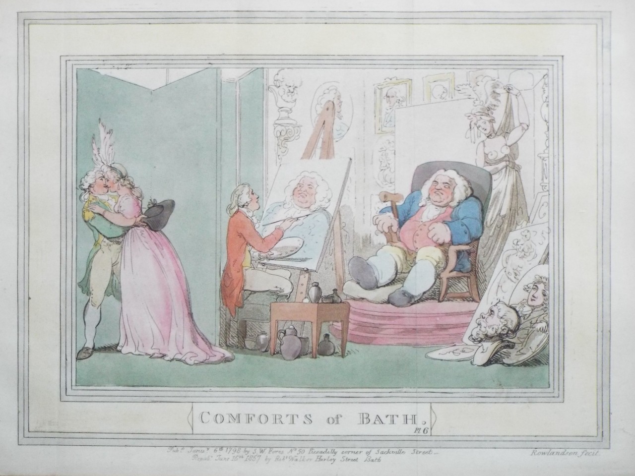 Aquatint - Comforts of Bath. Pl 6. - Rowlandson