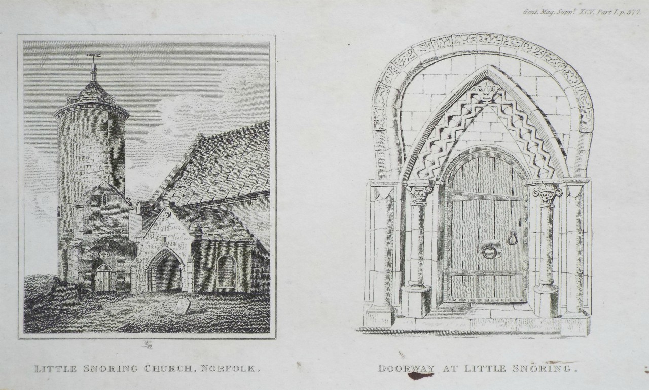 Print - Little Snoring Church, Norfolk. Doorway at Little Snoring.