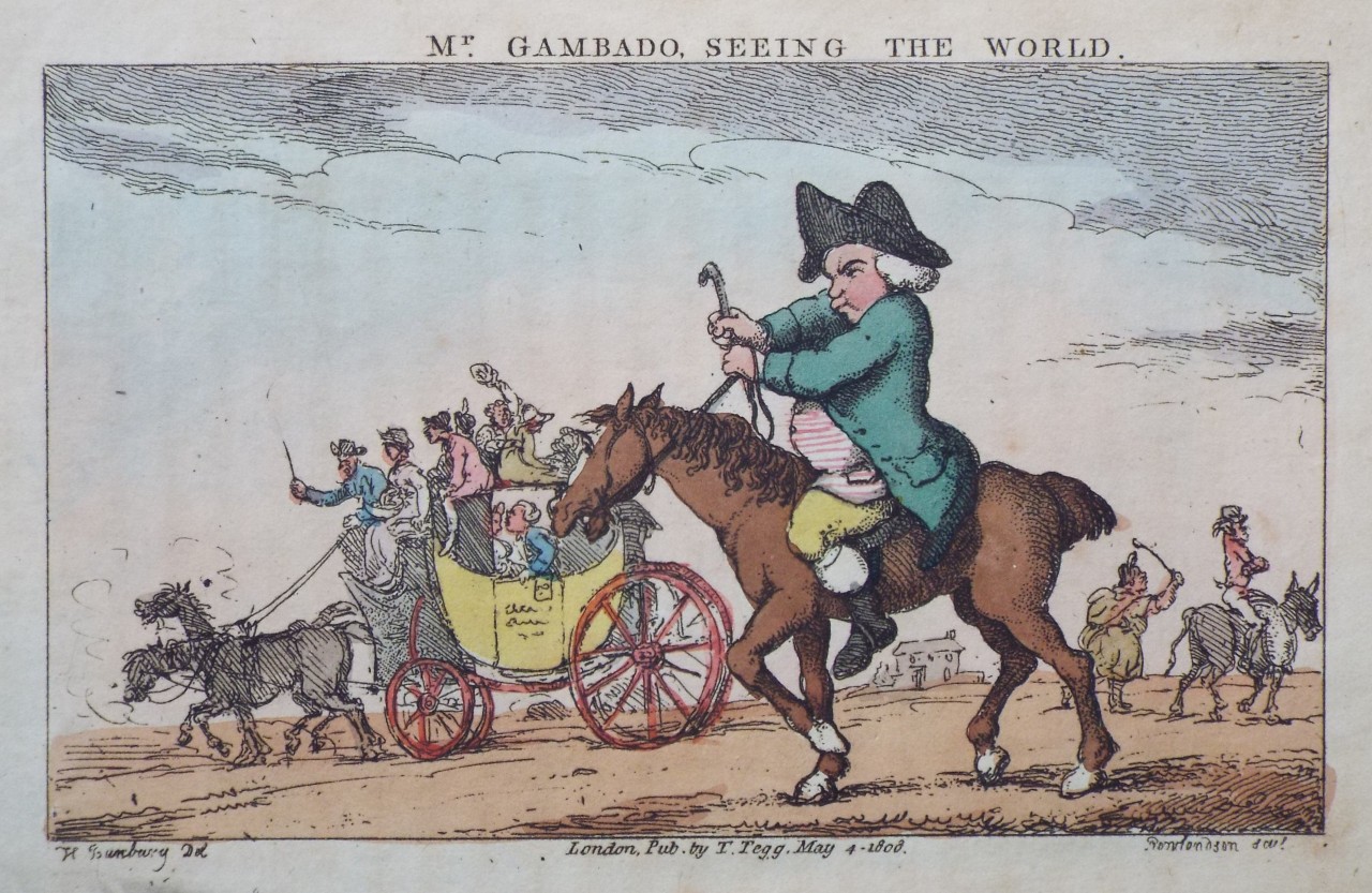 Etching - Mr. Gambado, seeing the World. - Rowlandson