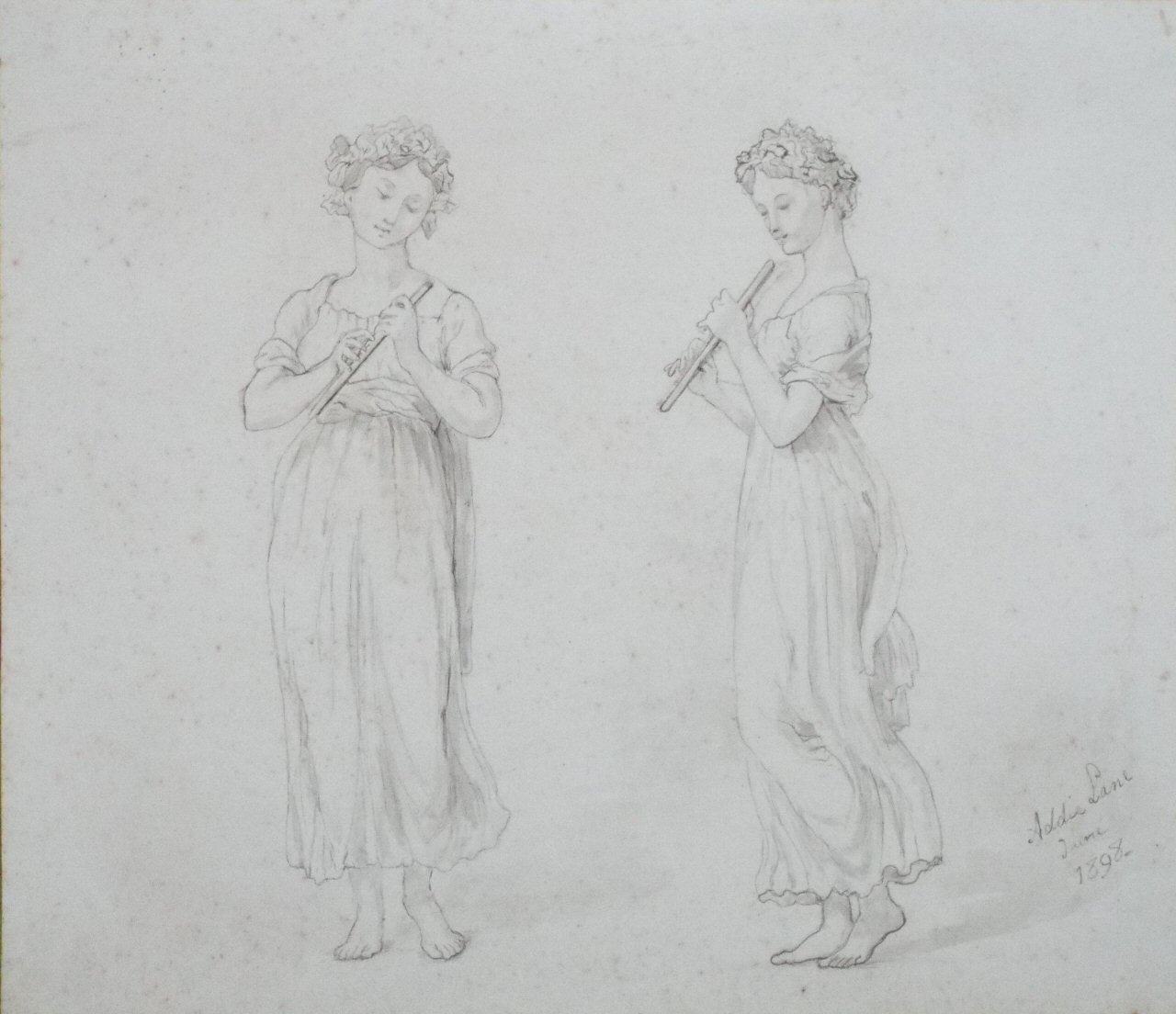Pencil sketch - Woman with flute