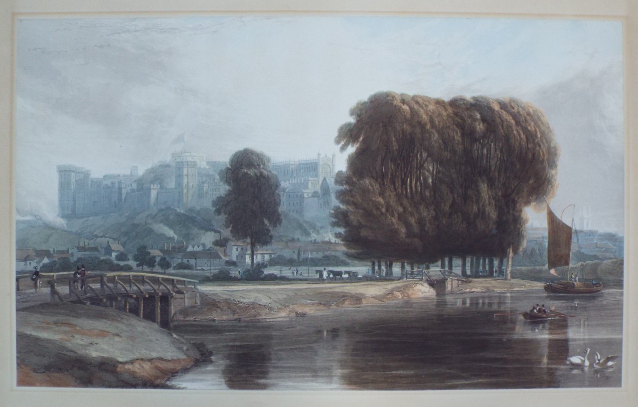 Aquatint - Windsor Castle from the Brocas Meadow - Daniell