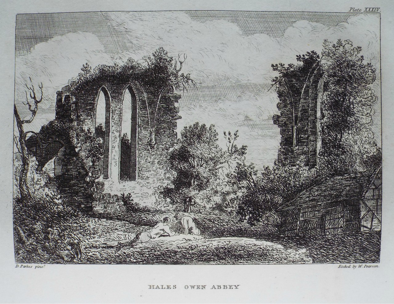 Etching - Hales Owen Abbey. - Pearson