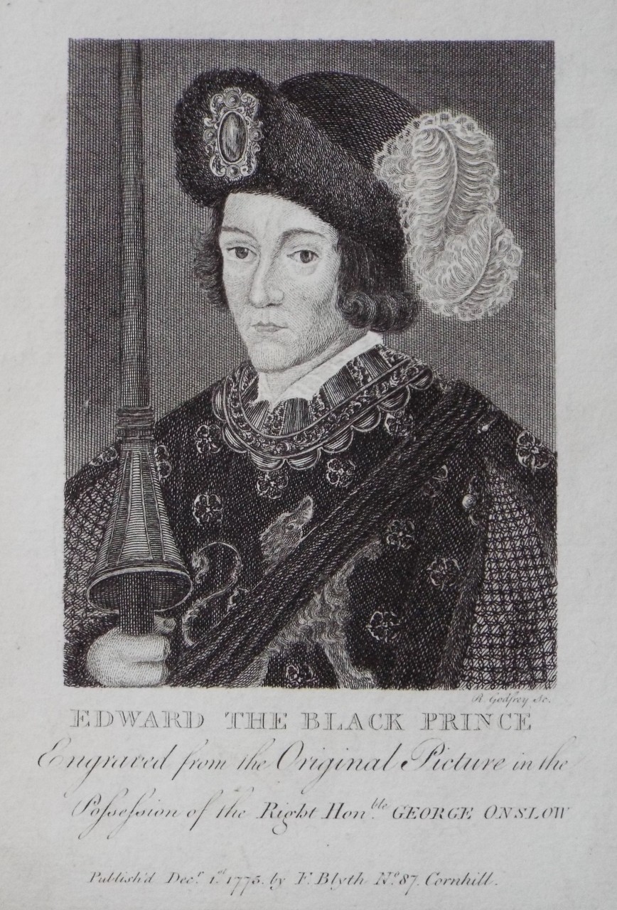 Print - Edward the Black Prince. From the Original Picture in the Possession of the Right Honble. George Onslow. - Godfrey