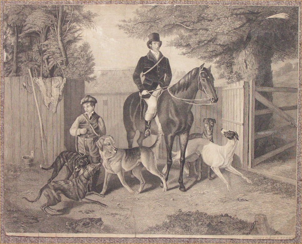 Print - No title. Huntsman with dogs etc - Hodgson