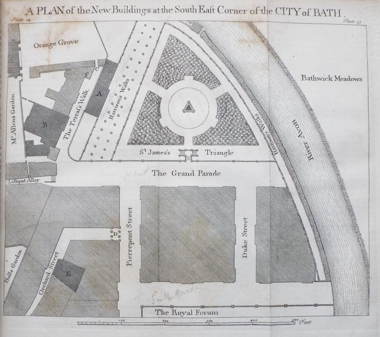 Print - A Plan of the New Buildings at the South East Corner of the City of Bath