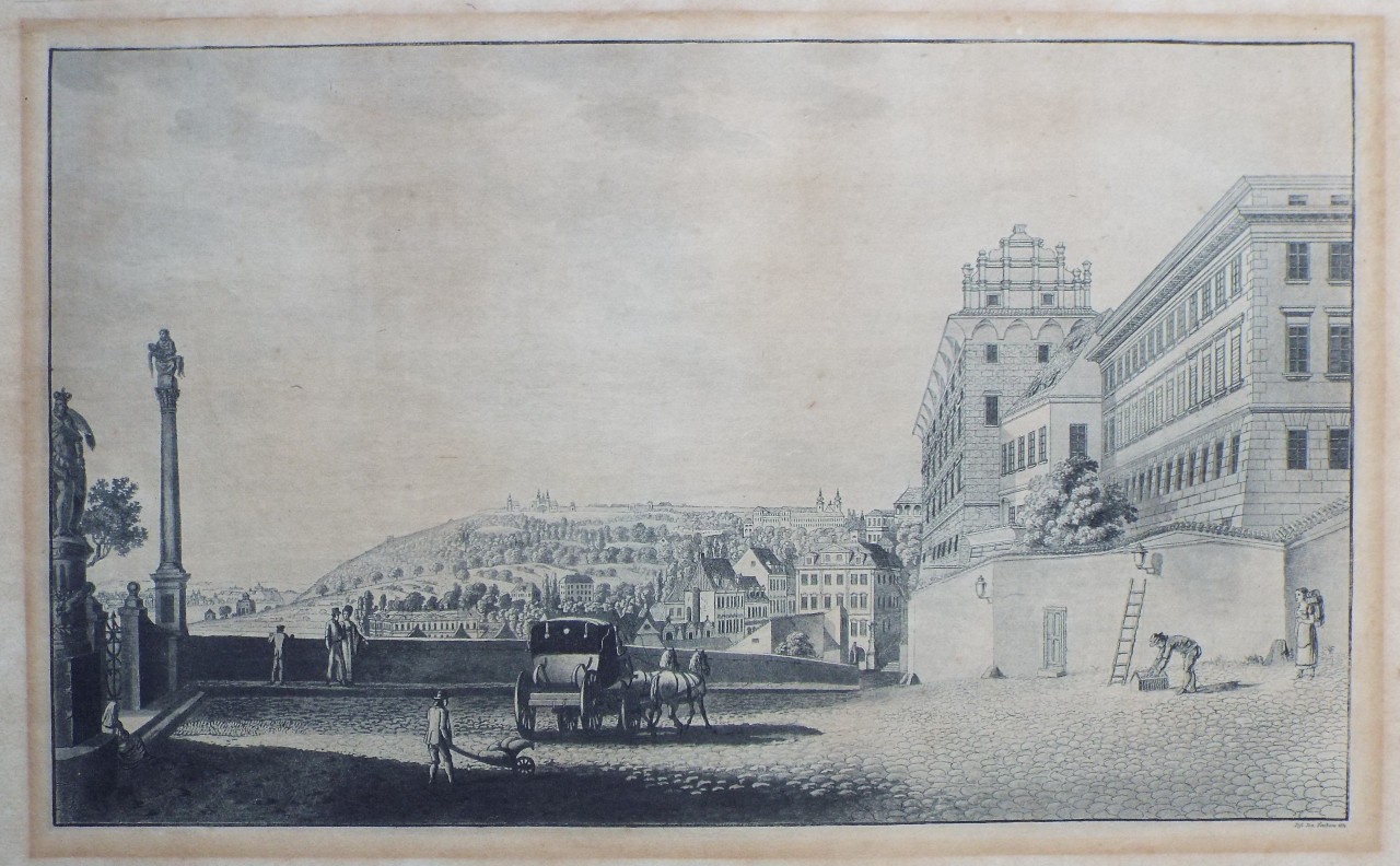 Aquatint - Schwarzenberg Palace in Prague - Sembera