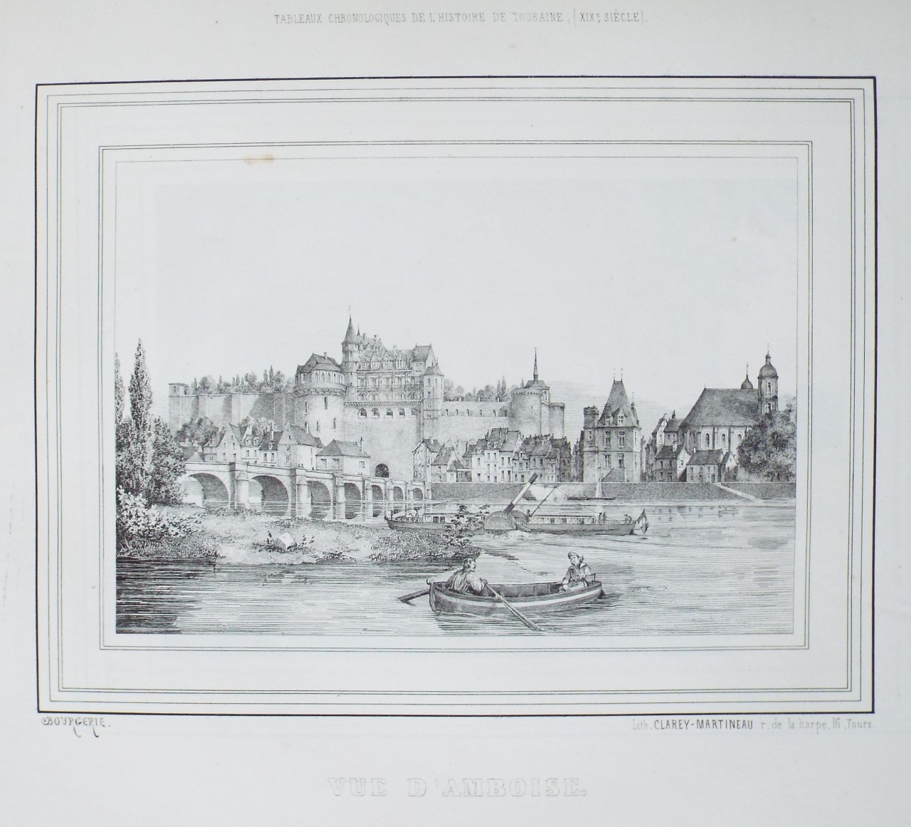Lithograph - Vue d'Amboise.