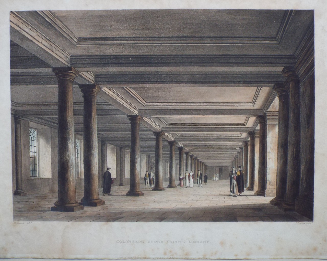 Aquatint - Colonnade under Trinity Library. - Stadler