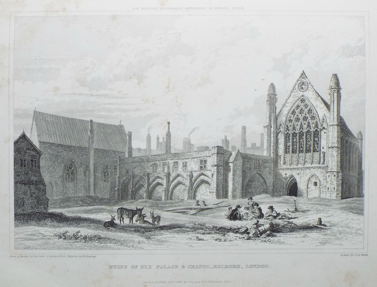 Print - Runis of Ely Palace & Chapel, Holborn. London. - Le