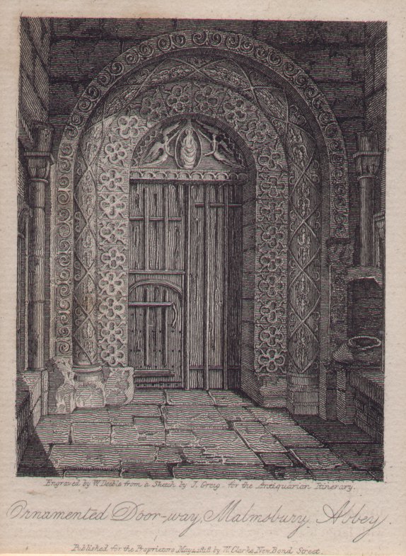 Print - Ornamented Door-way, Malmsbury Abbey - Deeble