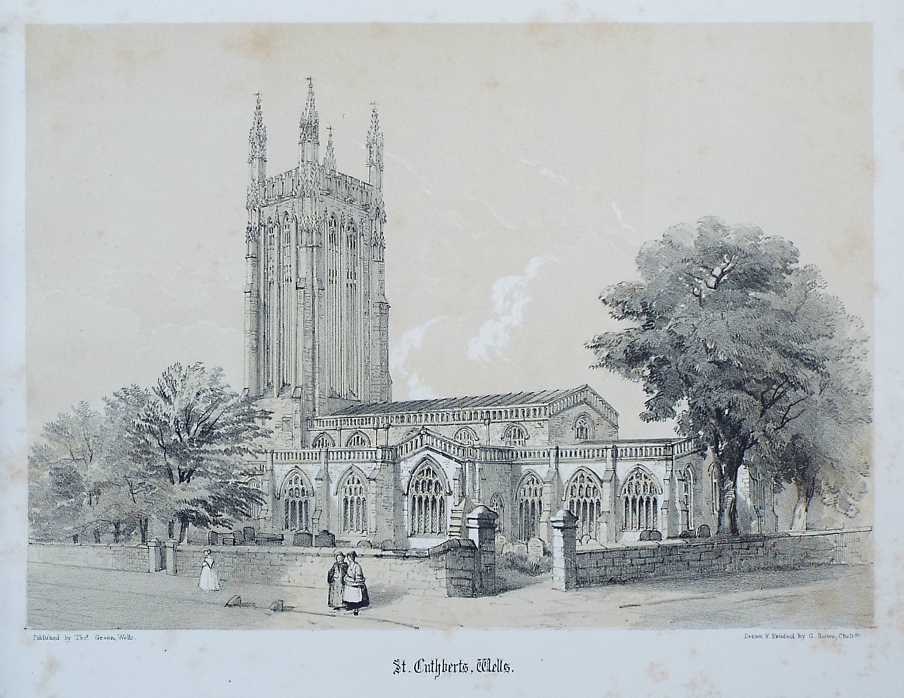 Lithograph - St. Cuthberts, Wells. - Rowe