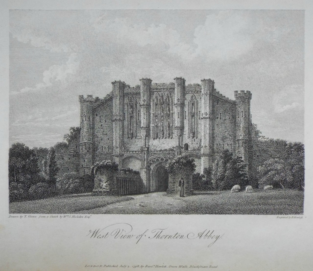 Print - West View of Thornton Abbey. - Howlett
