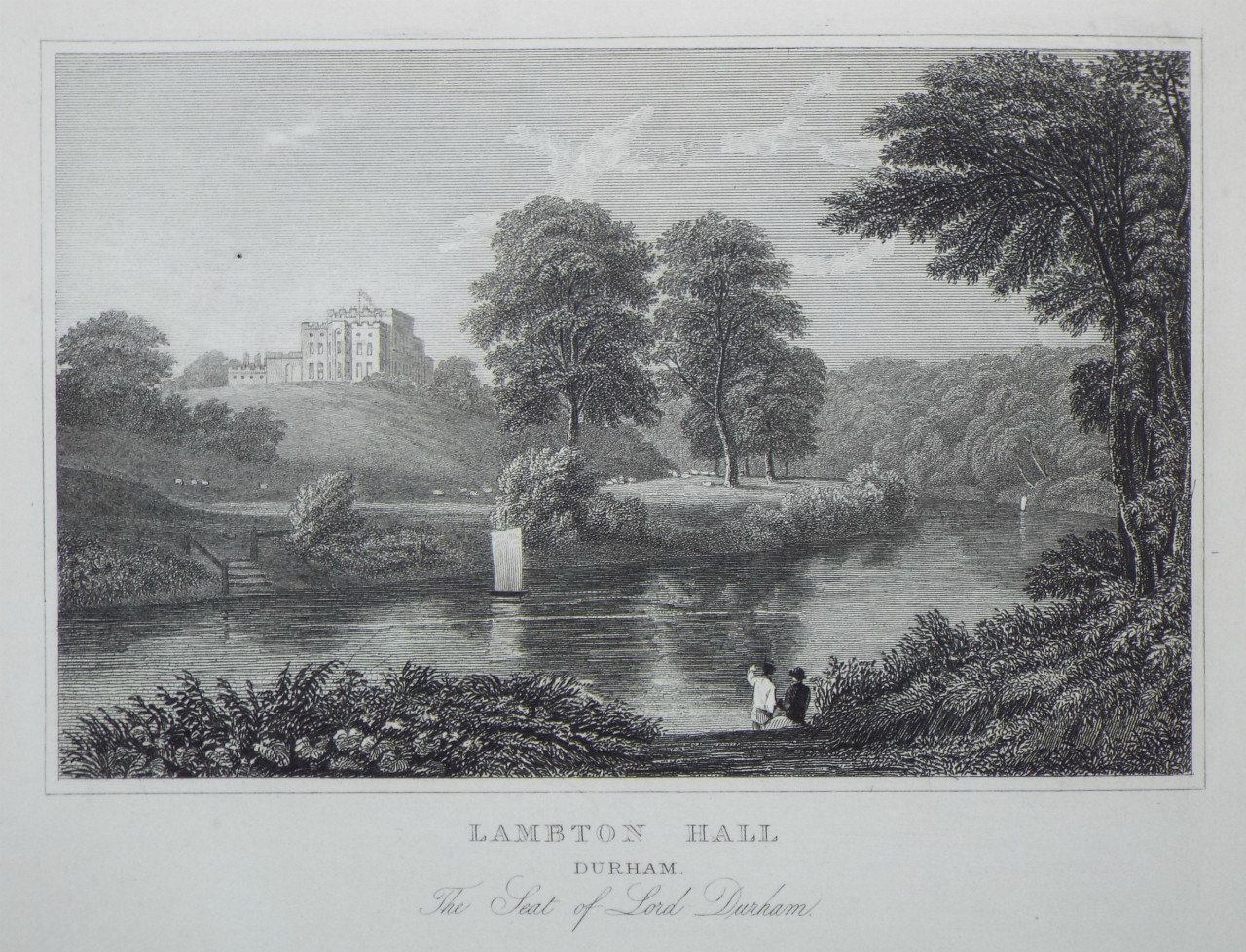 Print - Lambton Hall, Durham. The Seat of Lord Durham. - Radclyffe