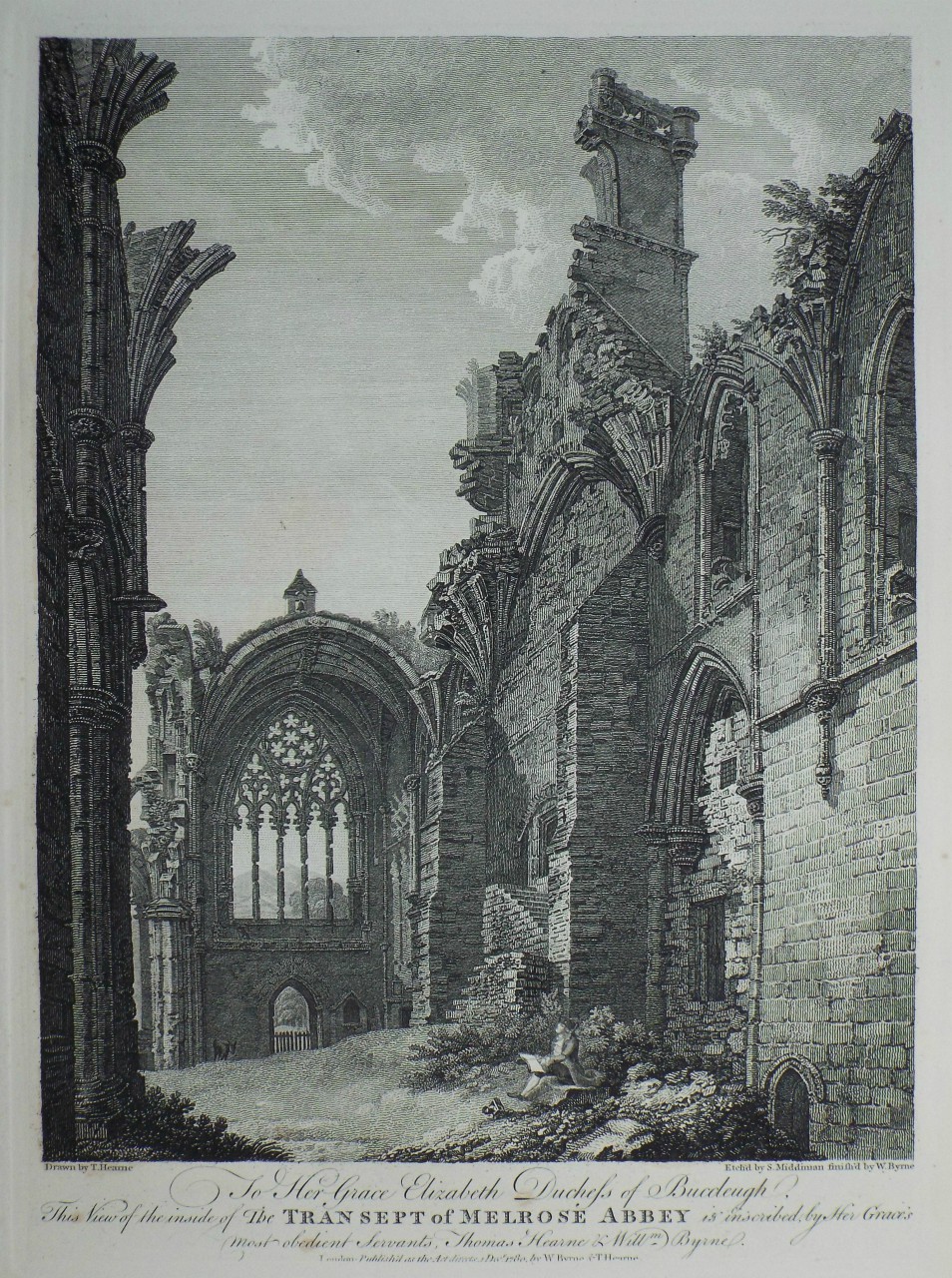 Print - Transept of Melrose Abbey - Middiman