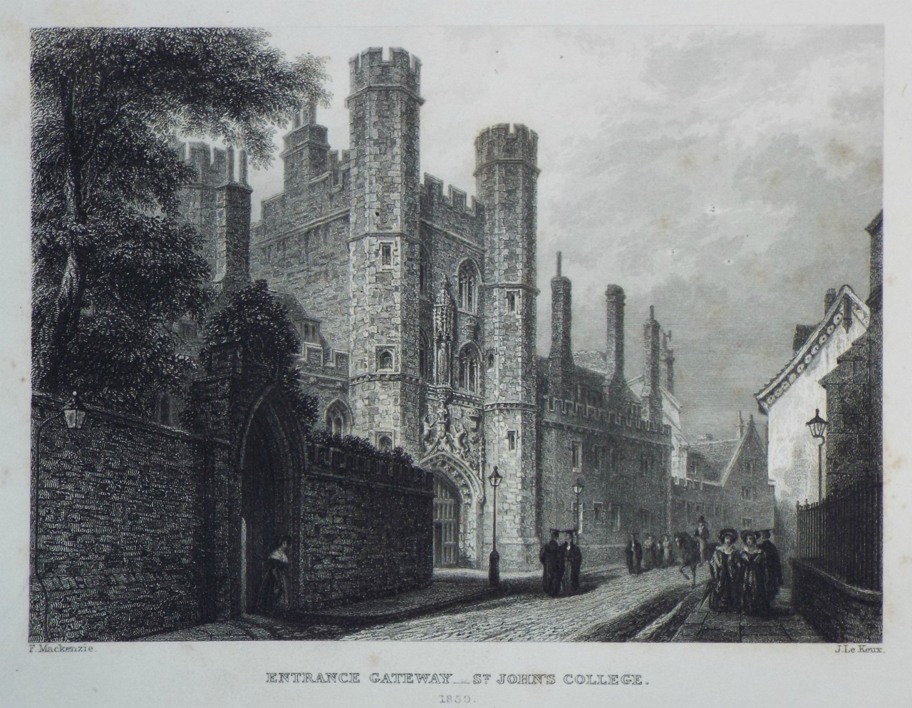 Print - Entrance Gateway St. John's College. 1850. - Le