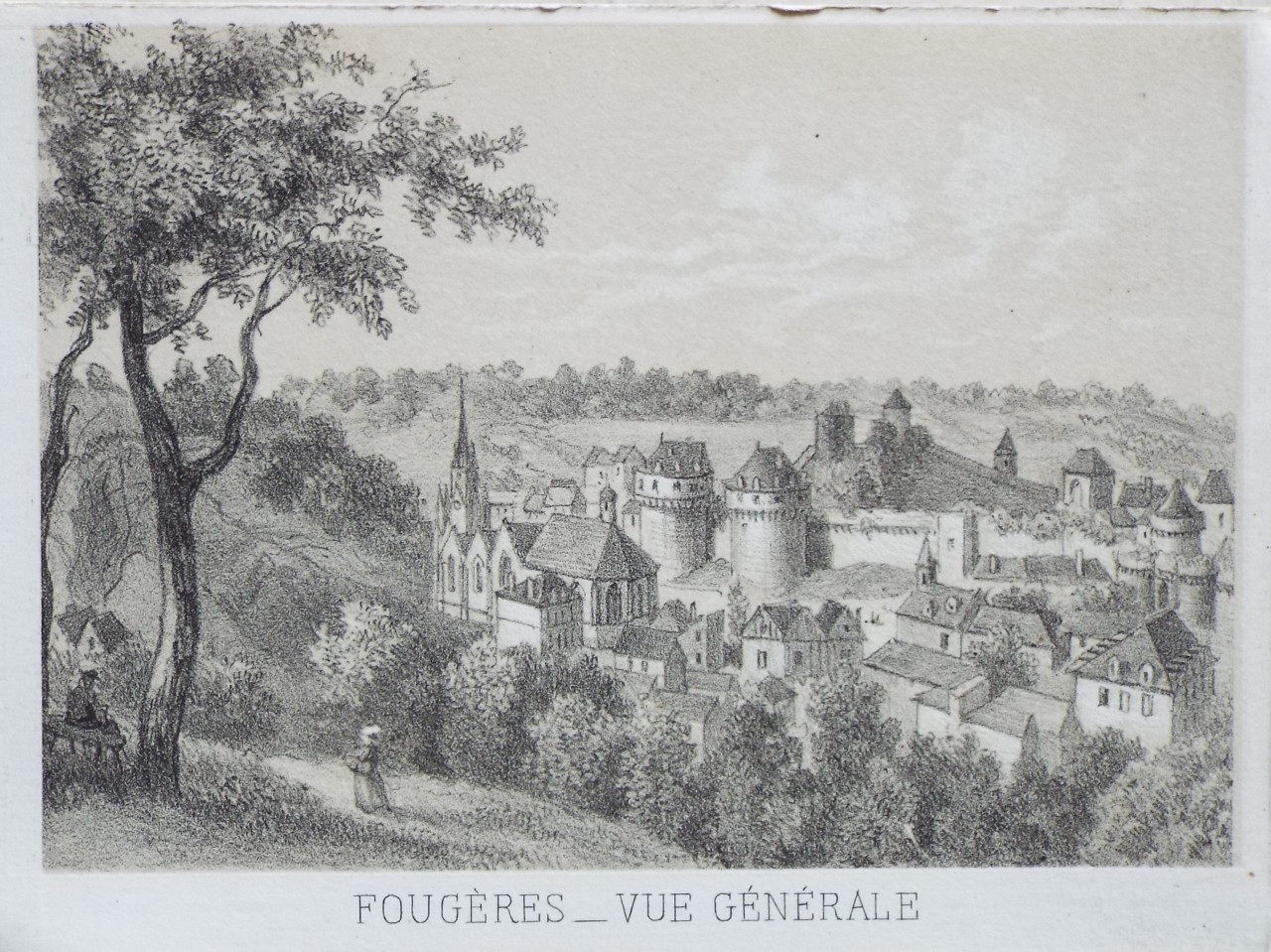 Lithograph - Fougeres - Vue Generale