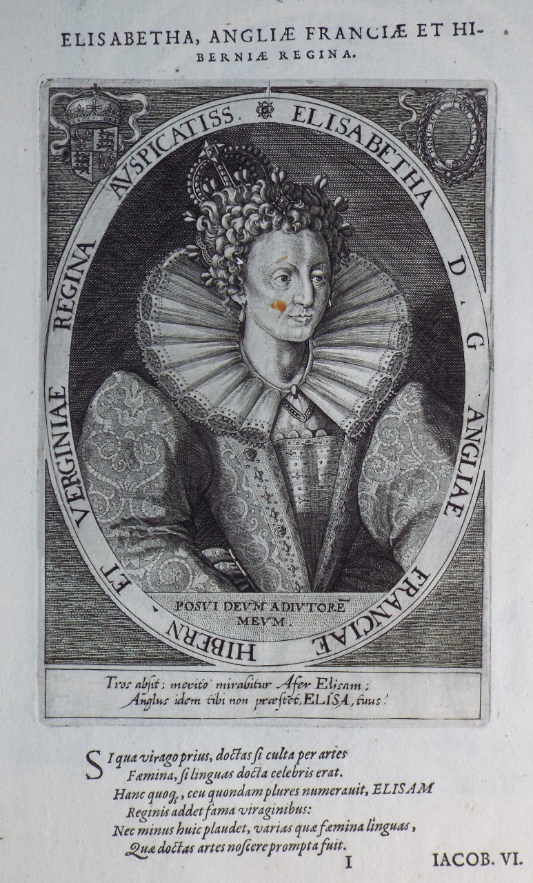 Print - Elisabetha D. G. Angliae Franciae Hibern et Verginiae Auspicatiss. - Custos