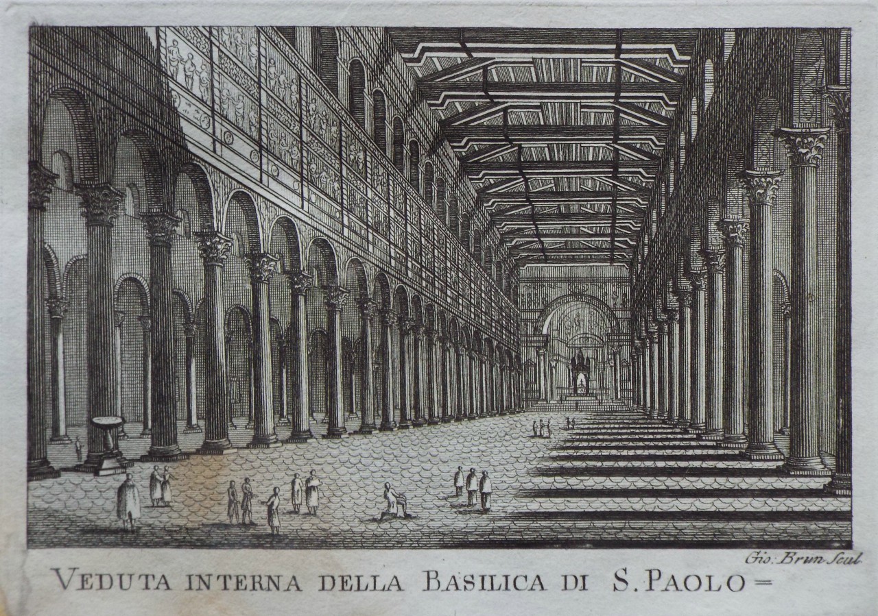 Print - Veduta interna della Basilica di S. Paolo - Brun