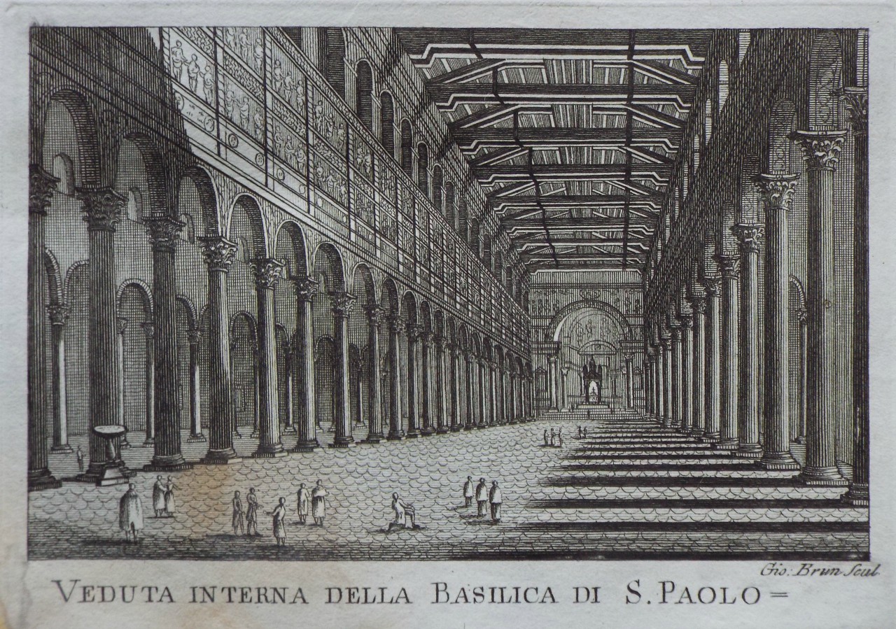 Print - Veduta interna della Basilica di S. Paolo - Brun