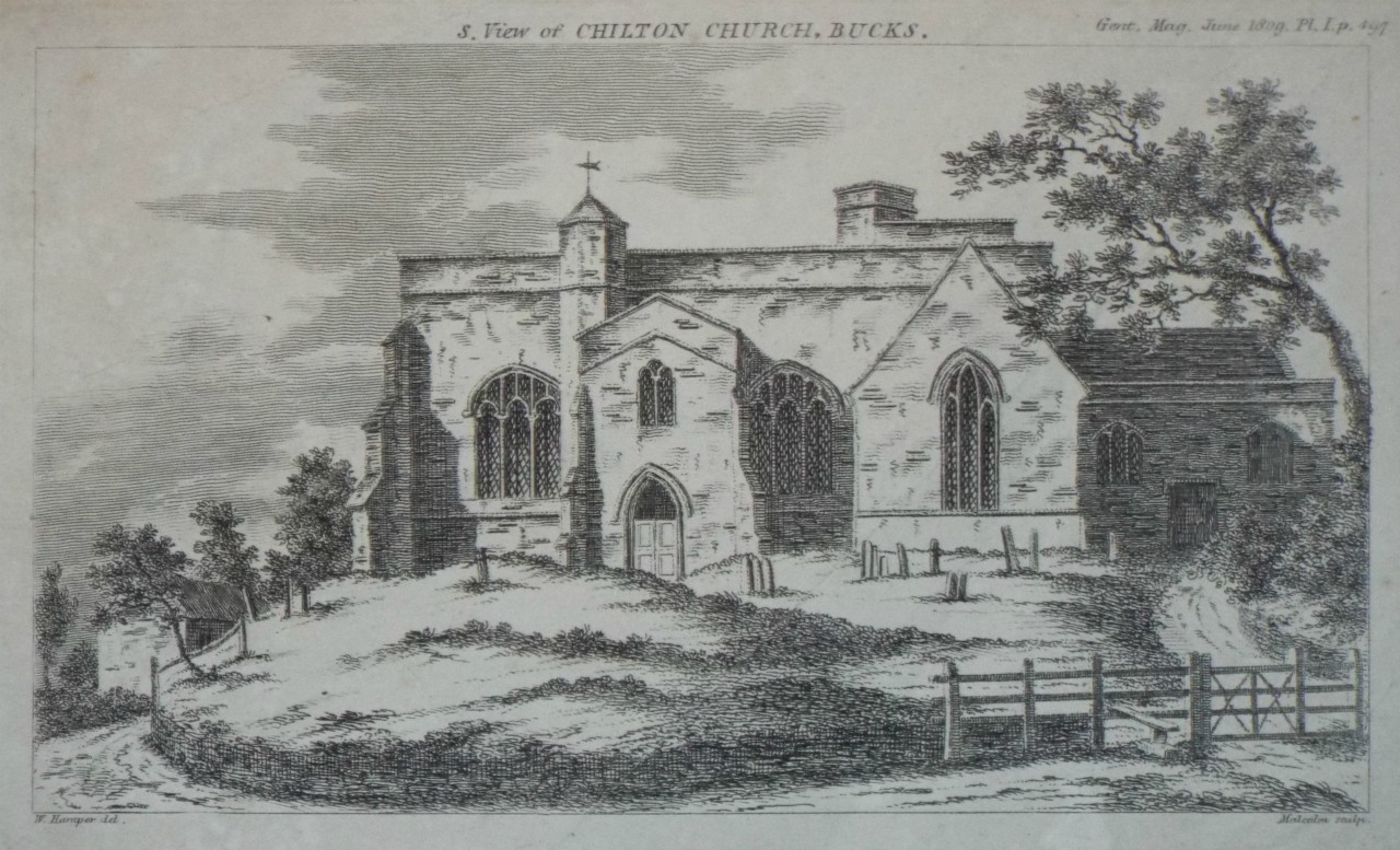 Print - S. View of Chilton Church, Bucks. - 