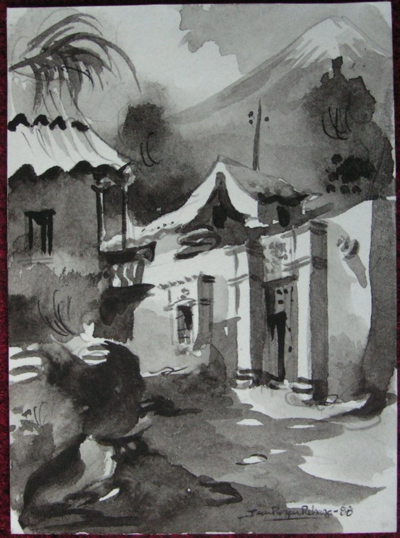 Ink wash - Calle eu Sachacer i Volcan Misti