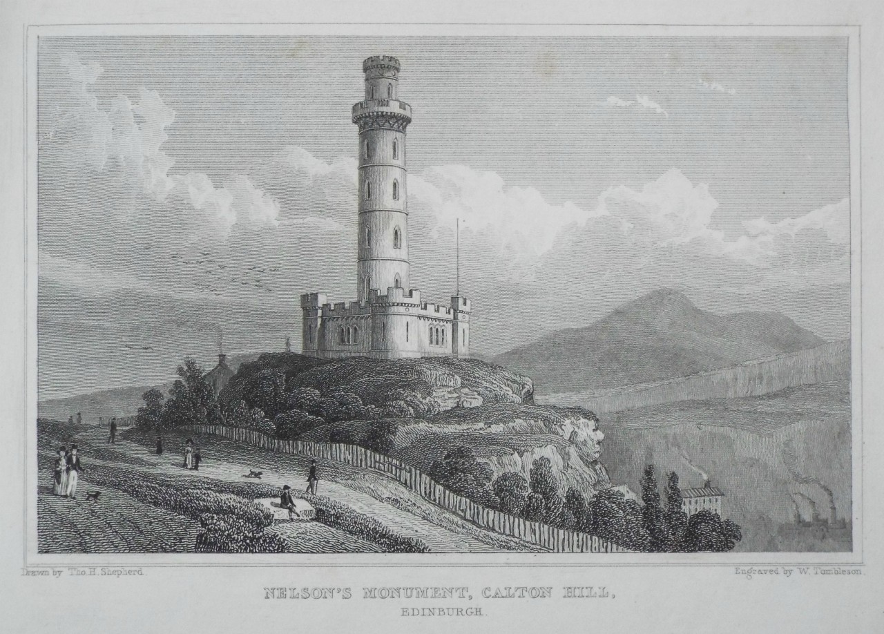 Print - Nelson's Monument, Calton Hill, Edinburgh. - Tombleson