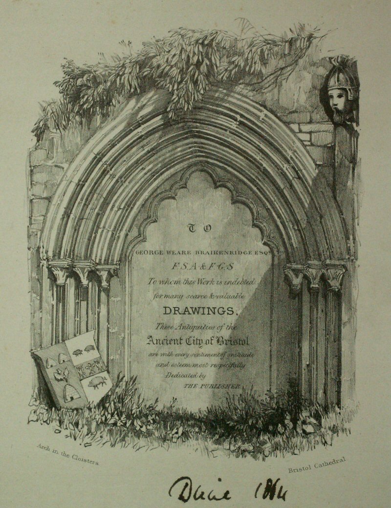 Lithograph - Arch in the Cloisters, Bristol Cathedral, - Prout