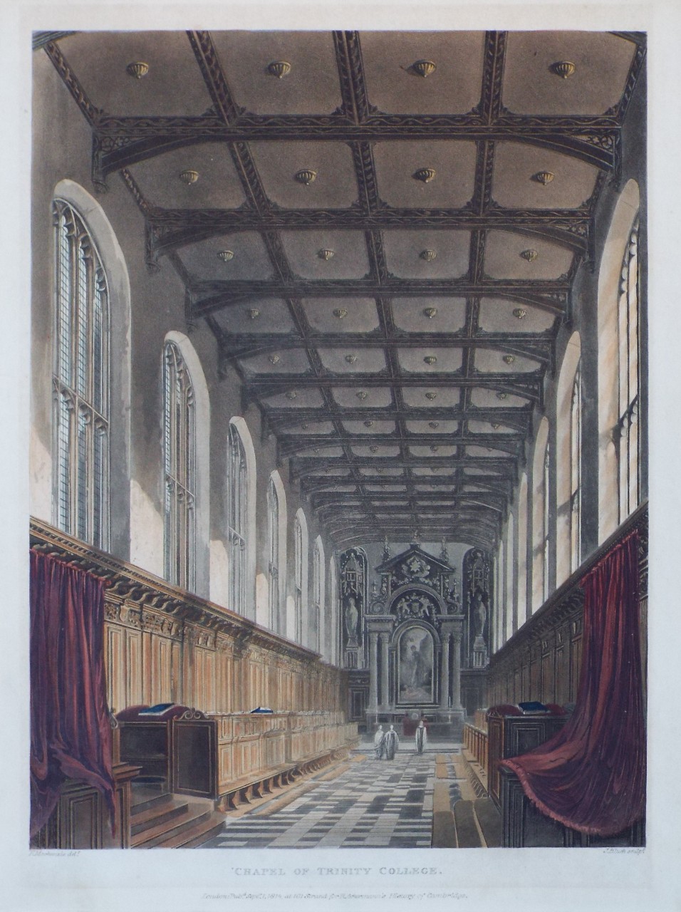 Aquatint - Chapel of Trinity College. - Bluck