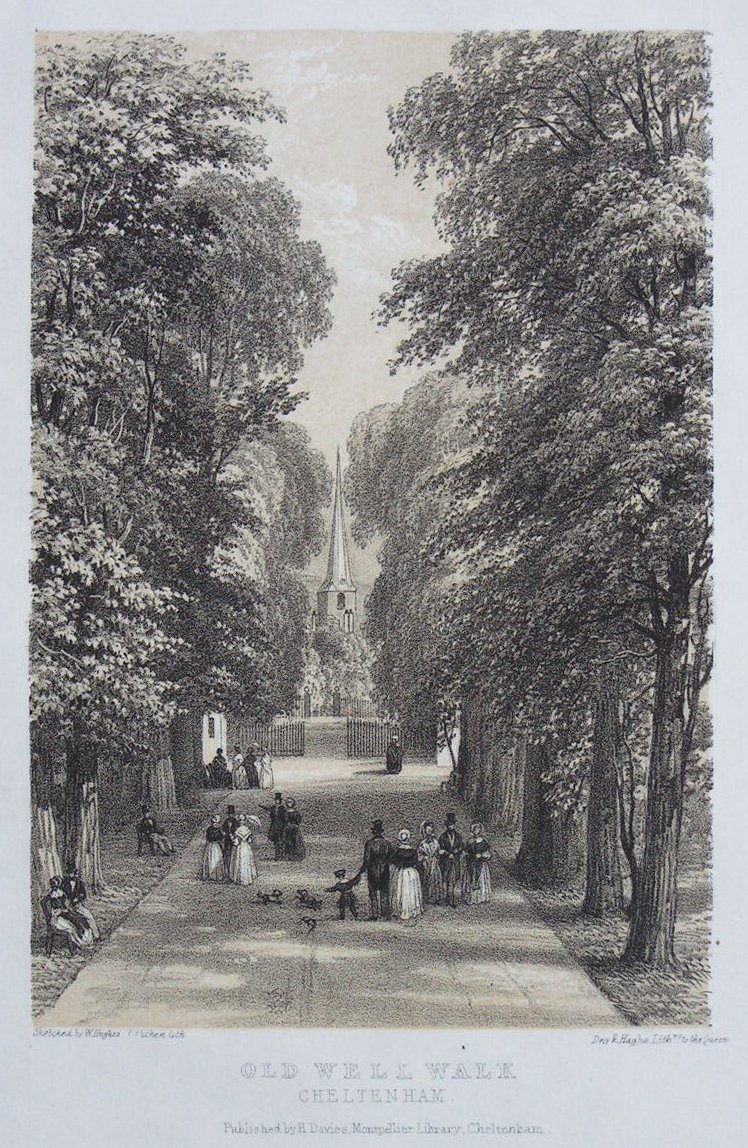 Lithograph - Old Well Walk, Cheltenham