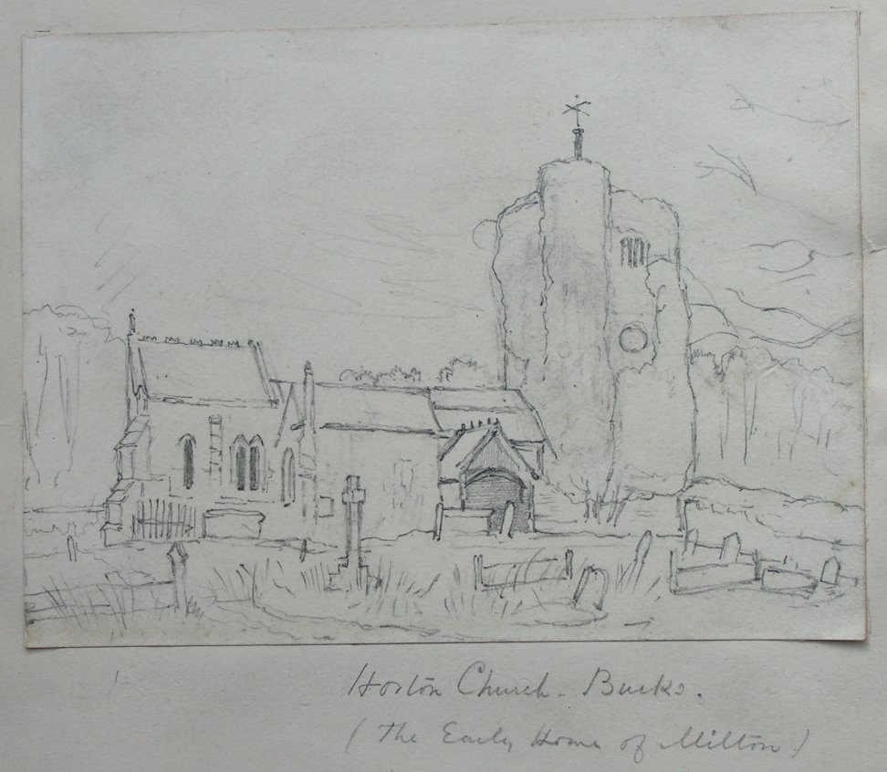 Pencil sketch - Horton Church, Bucks (The Early Home of Milton)