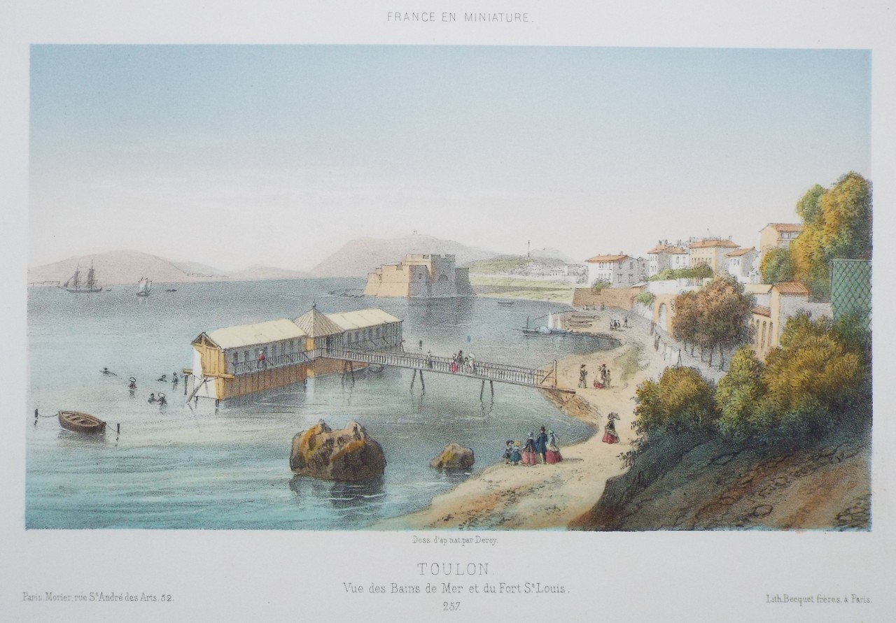 Lithograph - Toulon. Vue des Bains de Mer et du Fort St. Louis. - 