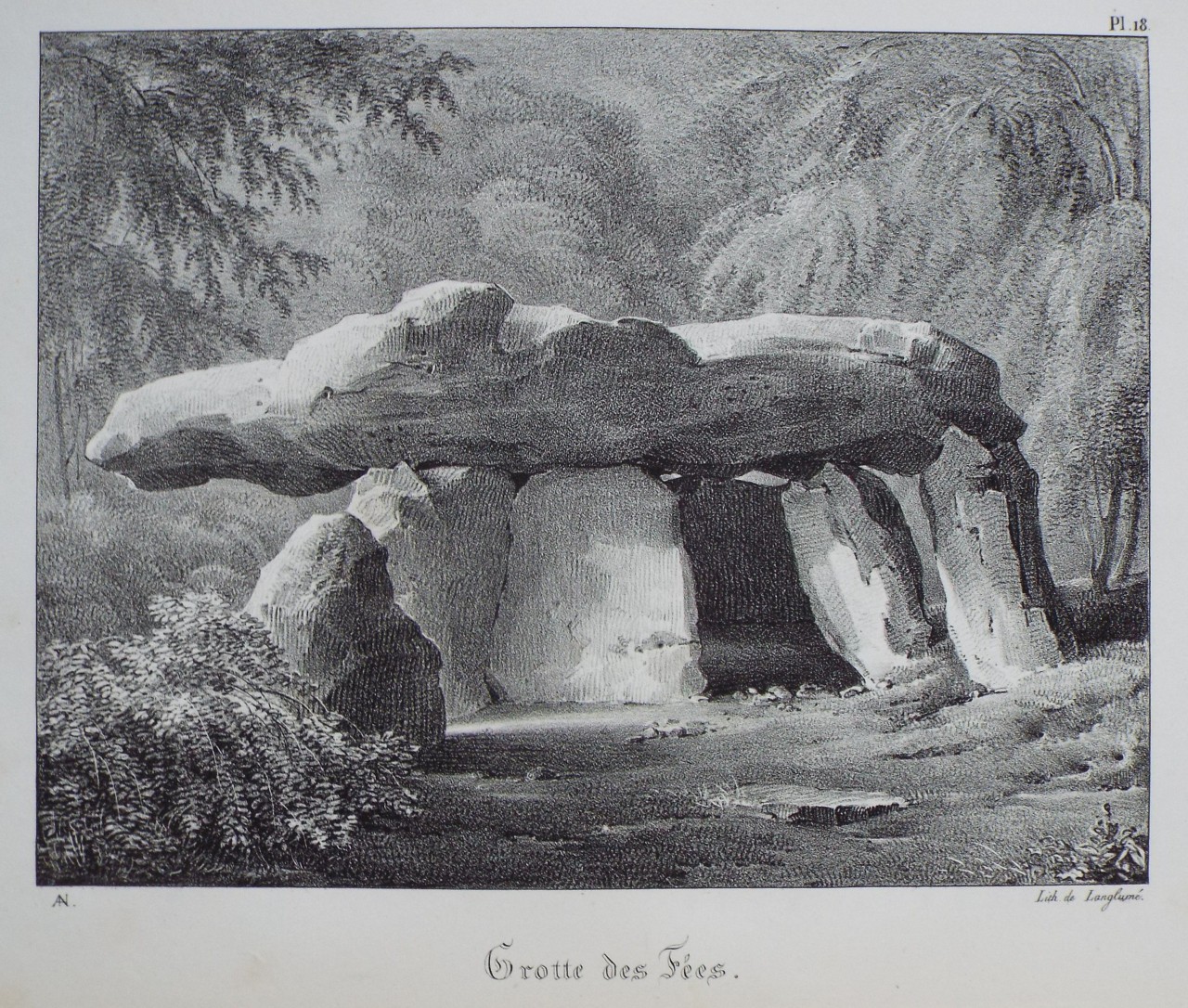 Lithograph - Grotte des Fees.