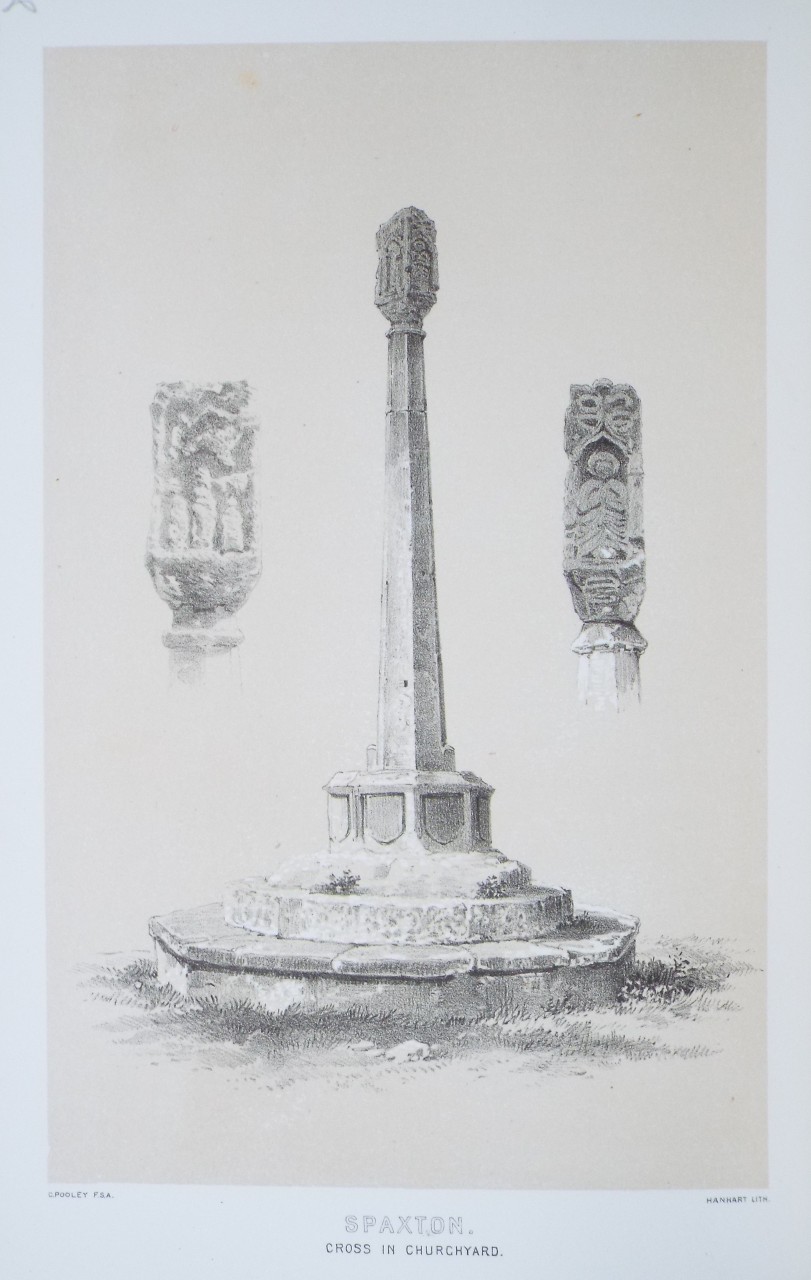 Lithograph - Spaxton. Cross in Churchyard. - 