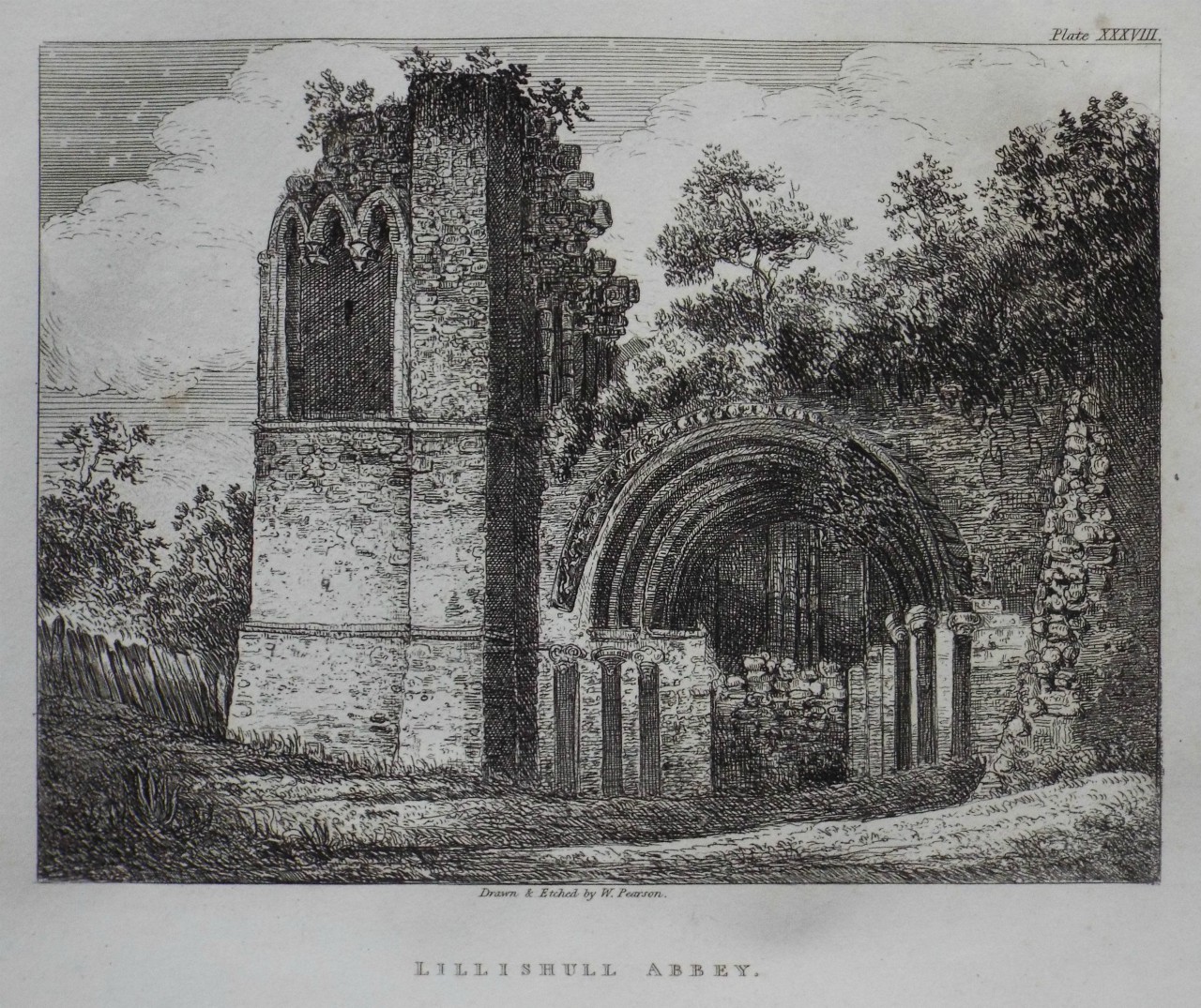 Etching - Lillishull Abbey - Pearson