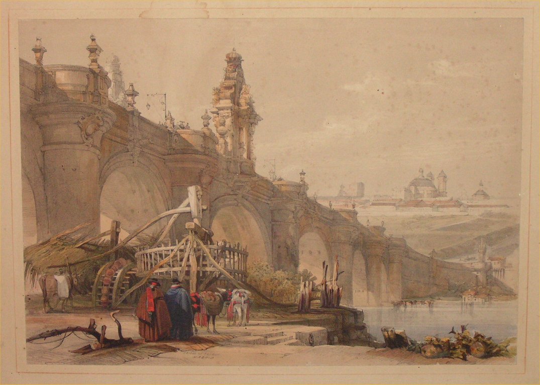 Lithograph - Bridge of Toledo, Madrid