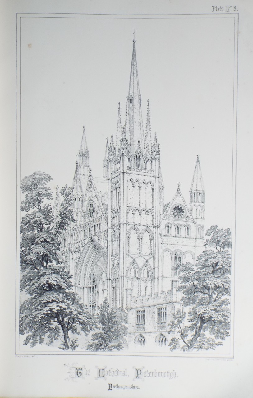 Lithograph - The Cathedral, Peterborough, Northamptonshire.