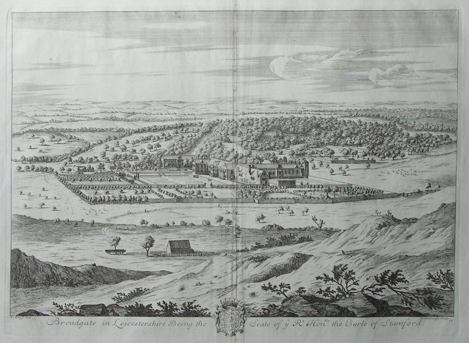 Print - Broadgate in Leicestershire Being the Seate of ye Right Honourable the Earle of Stamford - Husbergh