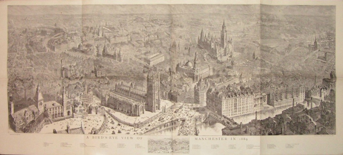 Print - A Bird's-Eye View of Manchester in 1889