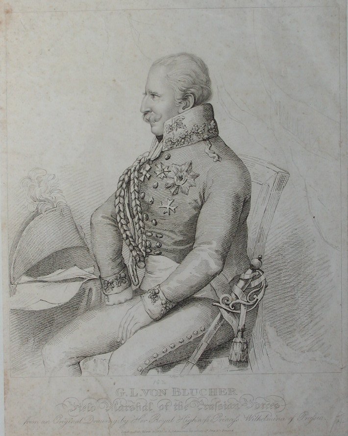 Print - G.L. Von Blucher, Field Marshal of the Prussian Army from an original drawing by er Royal Highness Princess Wilhemina of Prussia - Meyer